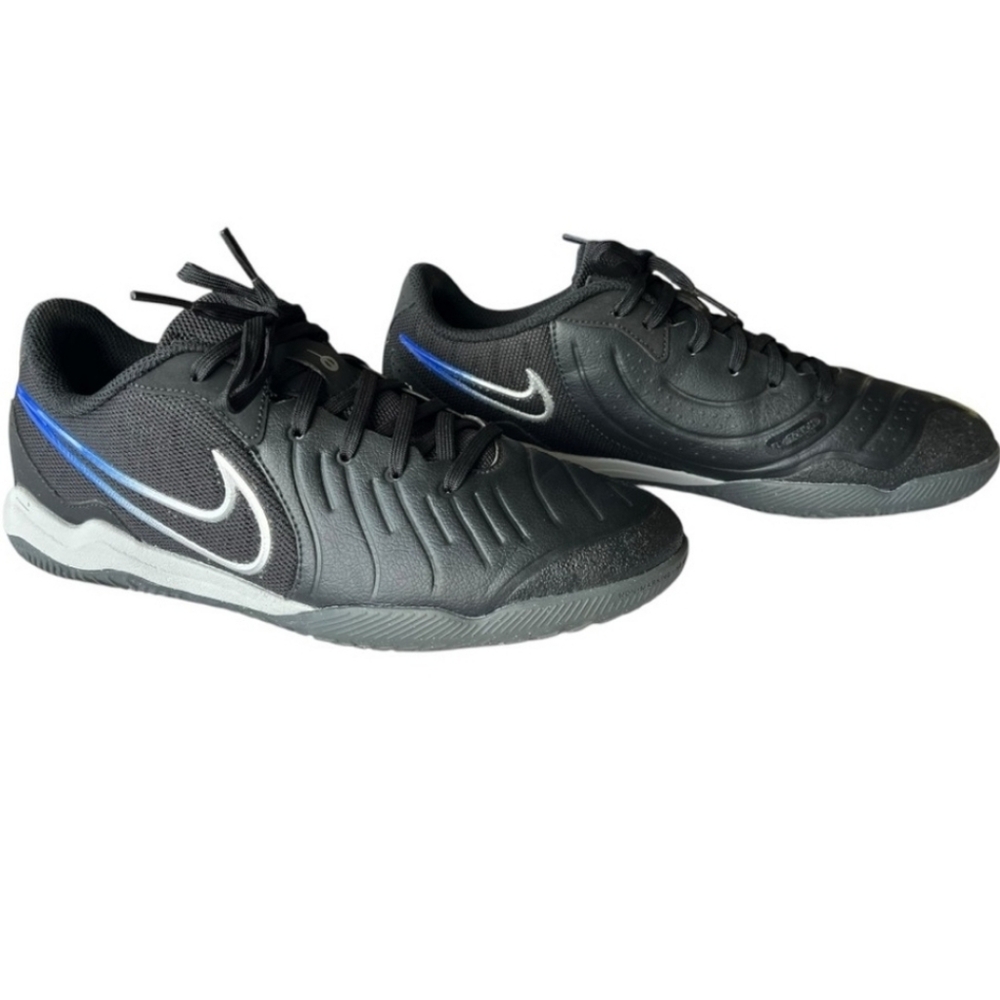 Nike Jr. Tiempo Legend 10 Club Soccer Shoes 4.5 Youth Black Royal Blue  EUC
